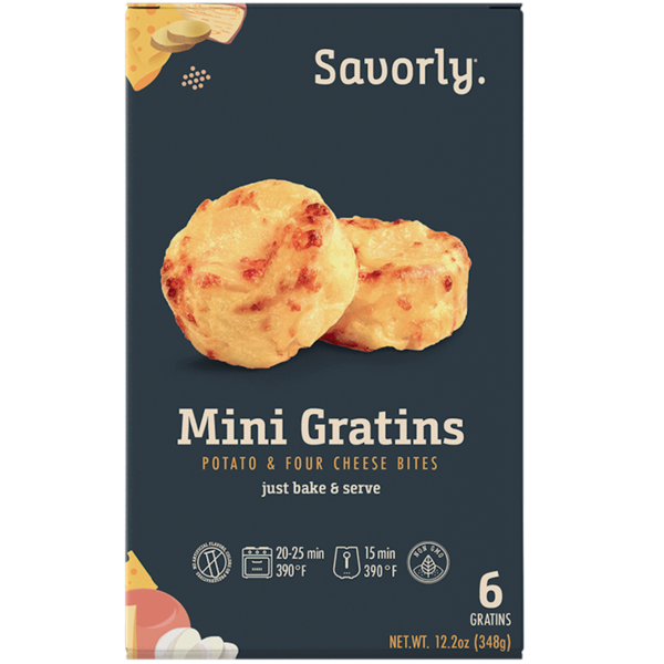 Frozen Meals Savorly Mini Gratins , Potato & Four Cheese Bites hero