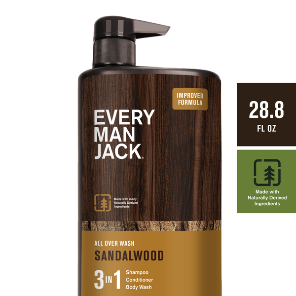 Beauty Every Man Jack Men's Sandalwood 3-in-1 Body Wash, Shampoo & Conditioner hero