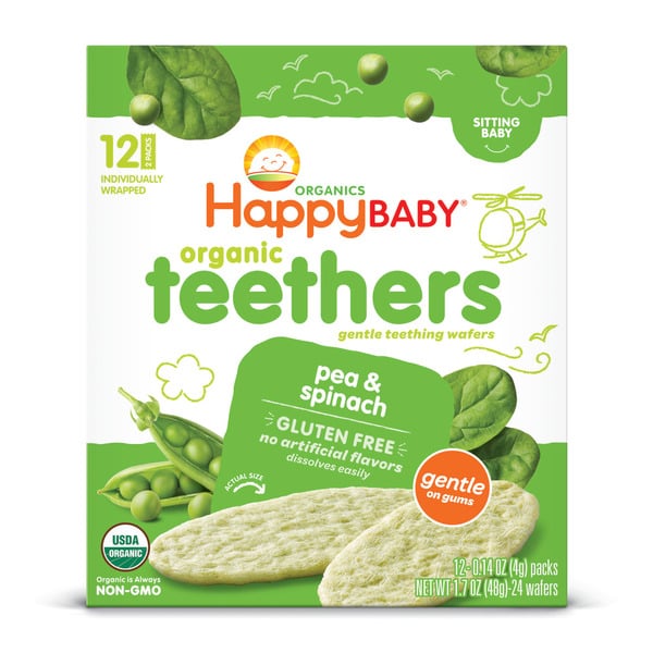 Baby Food & Formula Happy Baby Organics Organic Teethers Gluten Free Gentle Teething Wafers Pea & Spinach hero