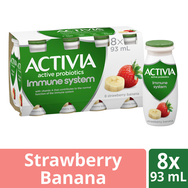 Yogurt Activia Drink Activia Immune System, Probiotic Drinkable Yogurt, Strawberry Banana, hero