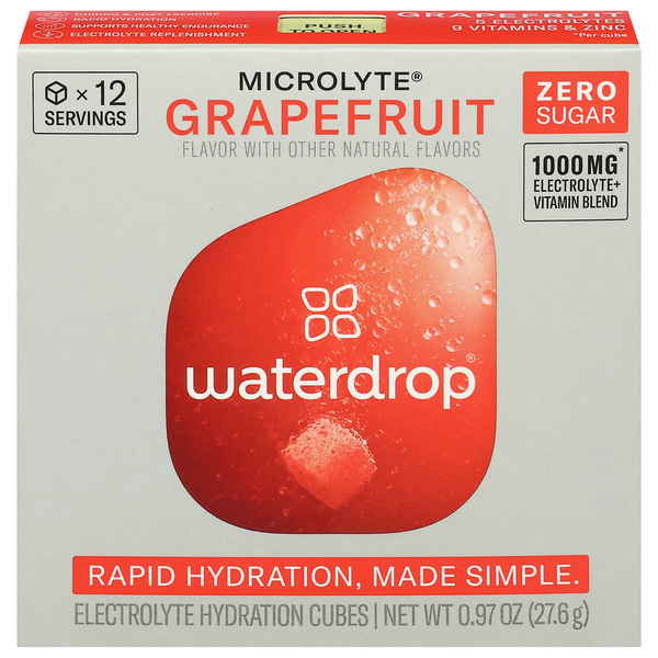 Waterdrop Electrolyte Hydration Cubes, Zero Sugar, Grapefruit hero