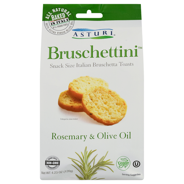 Oils & Vinegars Asturi Bruschetta Toasts, Rosemary & Olive Oil, Snack Size, Italian hero