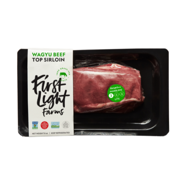 Packaged Meat First Light Farms 100% Grass-Fed Wagyu Beef Top Sirloin Steak hero