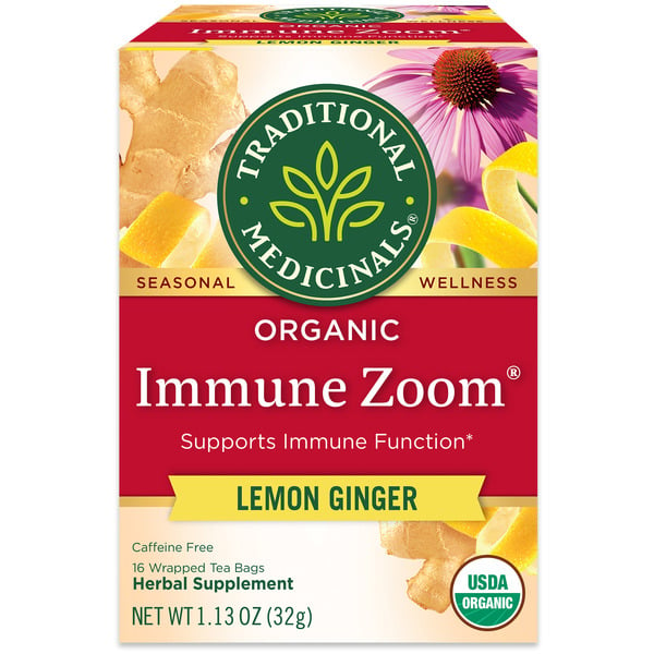 Tea Traditional Medicinals Organic Immune Zoom Lemon Ginger, Caffeine Free Herbal Tea hero