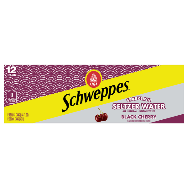 Water, Seltzer & Sparkling Water Schweppes Black Cherry Sparkling Seltzer Water hero