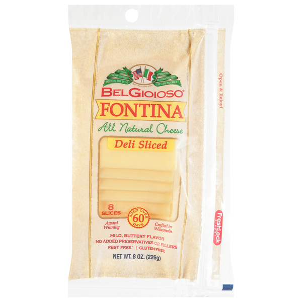 Specialty Cheeses BelGioioso Fontina Natural Cheese, Deli Sliced Shingle Pack hero