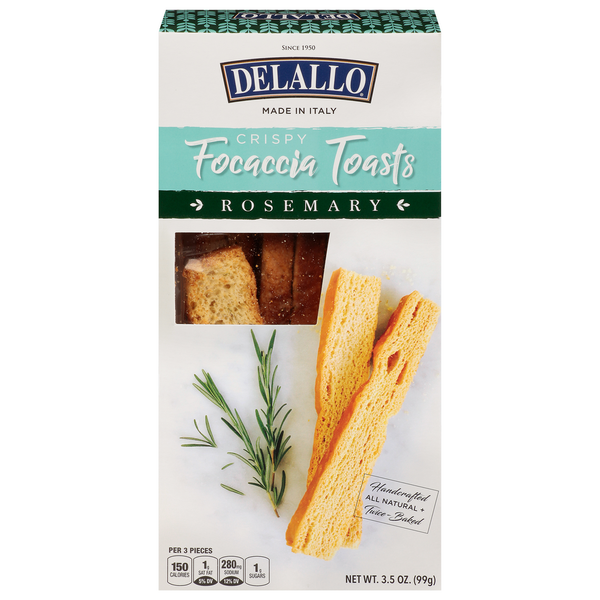 Crackers DeLallo Focaccia Toasts, Rosemary, Crispy hero