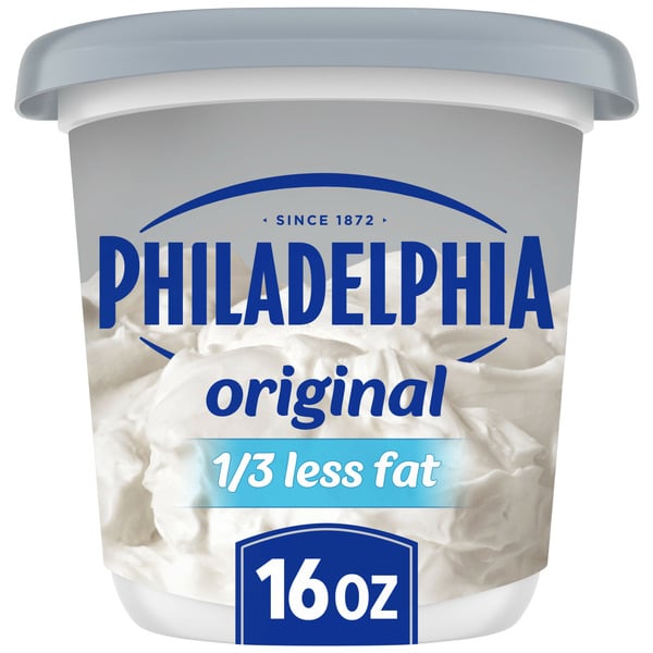 Cream Cheese & Sour Cream Philadelphia Reduced Fat Cream Cheese Spread with a Third Less Fat hero