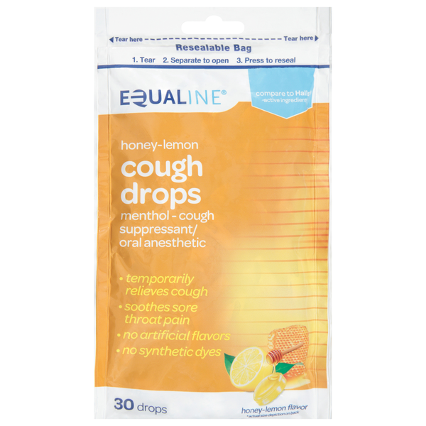 Cold, Flu & Allergy Equaline Cough Drops, Honey Lemon Flavor hero