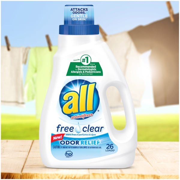 Laundry all Liquid Laundry Detergent, Free Clear with Odor Relief, 26 Loads hero