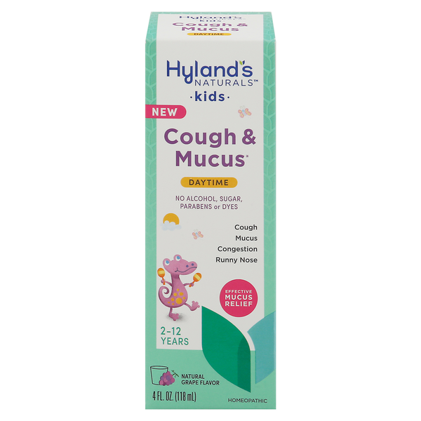 Hyland's Cough & Mucus, Daytime, Kids, Natural Grape Flavor hero