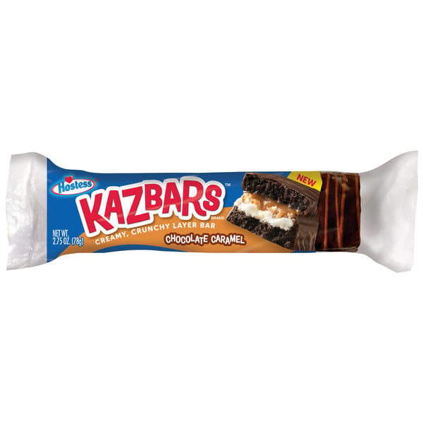 Hostess Chocolate Caramel KAZBARS Creamy and Crunchy Layer Bar Single Serve hero