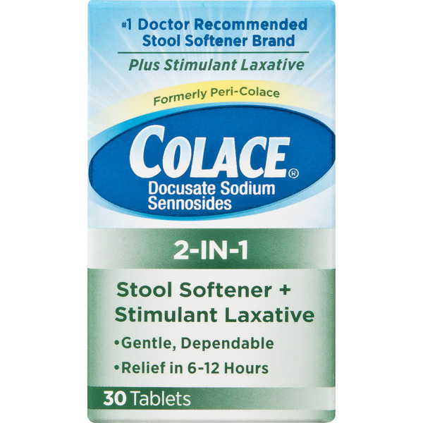 Digestive Health Colace 2-IN-1 Stool Softener + Stimulant Laxative Tablets hero