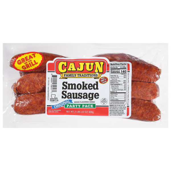 Hot Dogs, Bacon & Sausage Cajun Sausage, Original, Smoked, Party Pack hero