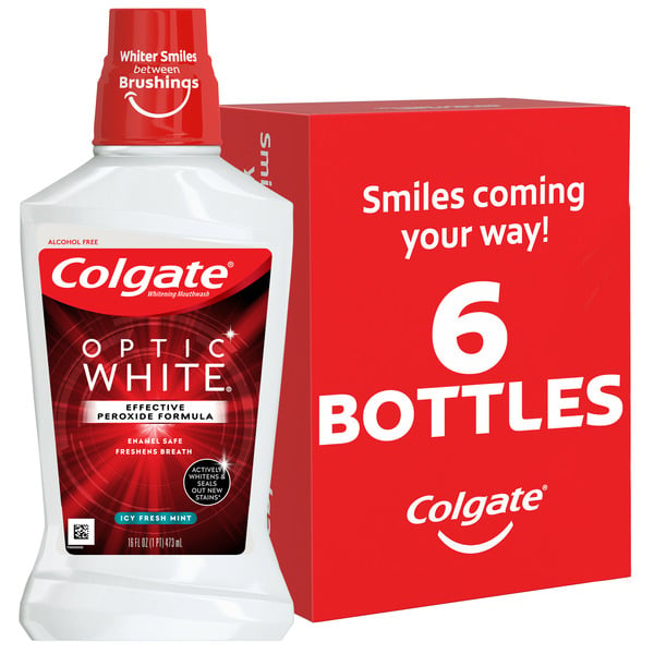 Oral Hygiene Colgate Optic White Whitening Mouthwash, Alcohol Free, Icy Fresh Mint hero