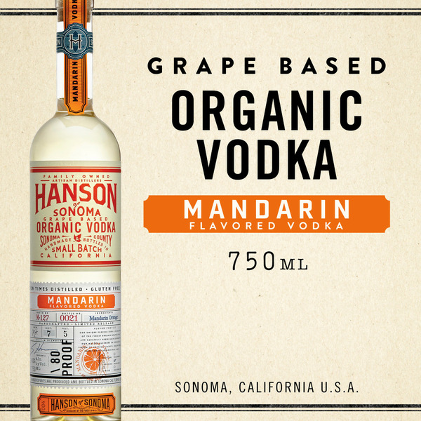 Spirits Hanson of Sonoma Organic,  Mandarin Grape-Based, Family Made Vodka hero