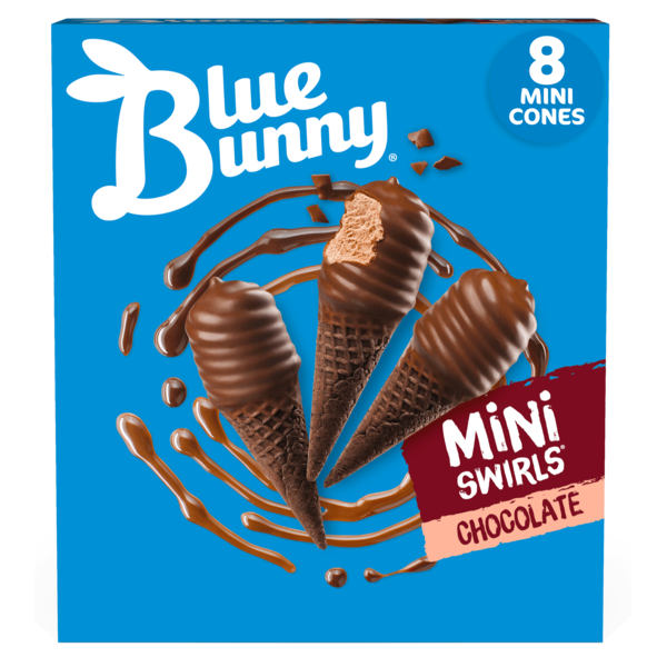 Novelty Desserts Blue Bunny Mini Swirls Chocolate Cones hero