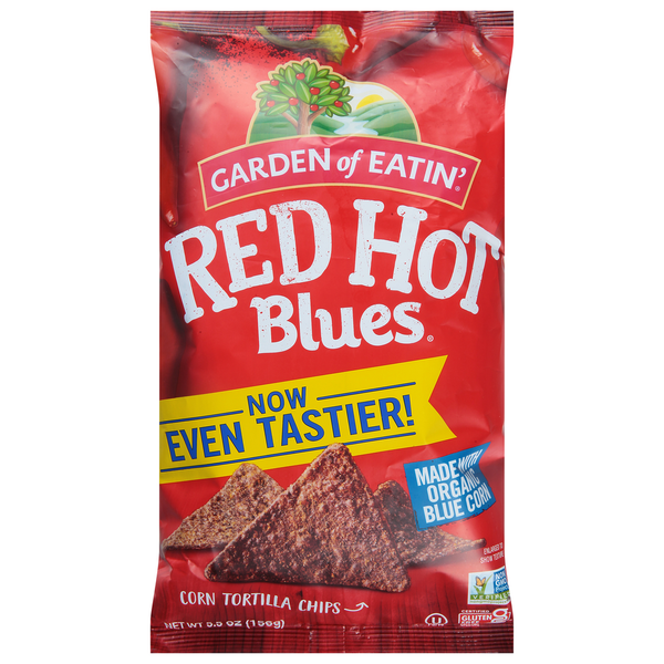 Chips & Pretzels Garden of Eatin' Corn Tortilla Chips, Red Hot Blues hero