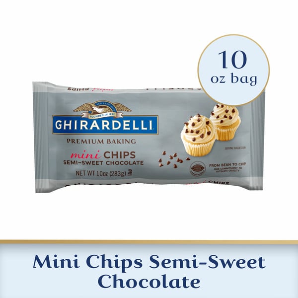 Baking Ingredients Ghirardelli Mini Semi-Sweet Chocolate Premium Baking Chips hero