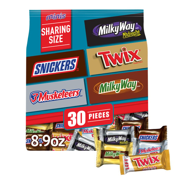 Candy & Chocolate Snickers, Twix, 3 Musketeers & Milky Way Midnight Chocolate Halloween Candy Bars hero