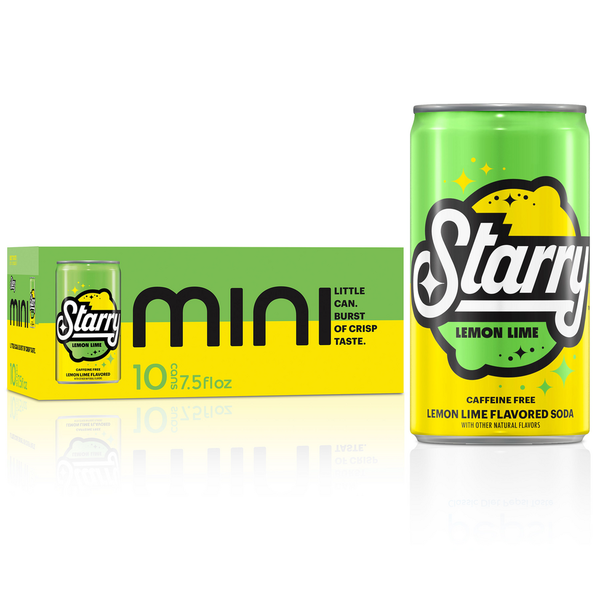 Soft Drinks Starry Lemon Lime Soda, Caffeine Free, Mini Cans hero