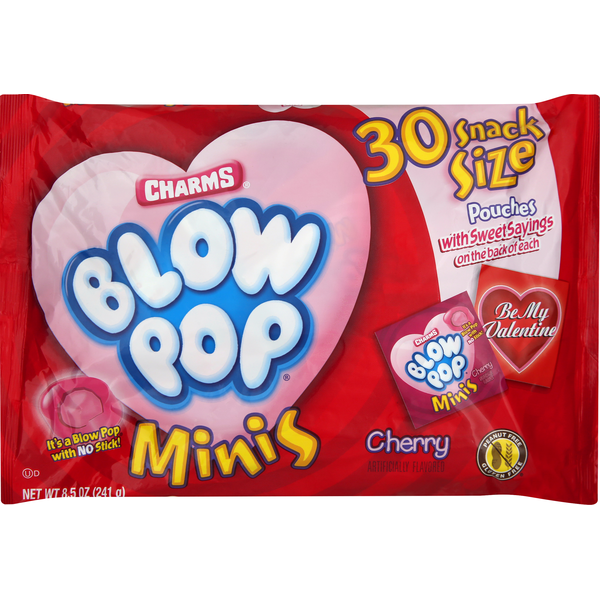 Candy & Chocolate Charms Blow Pops Candy, Cherry, Minis, Snack Size hero