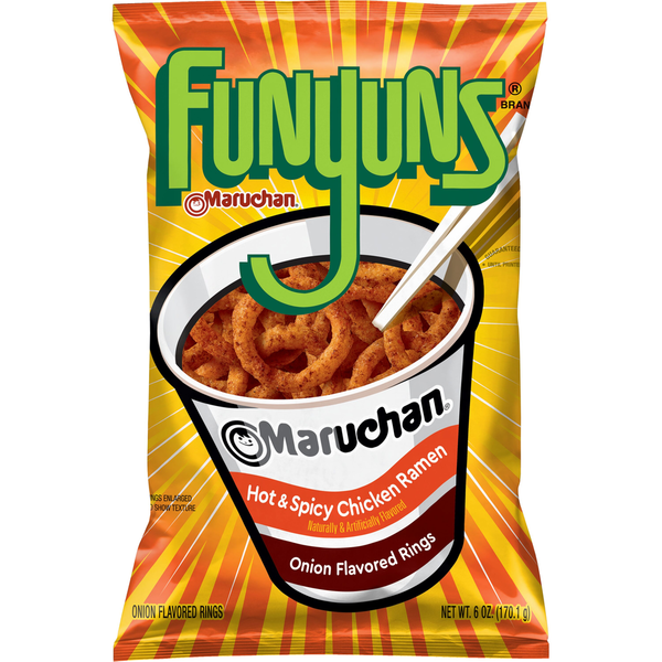 Funyuns Onion Flavored Rings Hot & Spicy Chicken Ramen hero