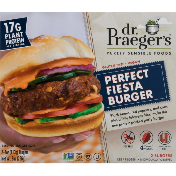 Frozen Meals Dr. Praeger's Burger, Perfect Fiesta hero