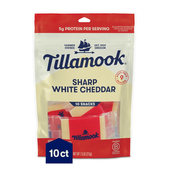 Packaged Cheese Tillamook Sharp White Cheddar Cheese Snack Portions hero