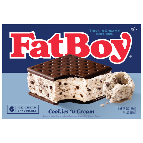 Ice Cream, Novelties & Ice FatBoy Ice Cream Sandwiches, Cookies 'N Cream hero