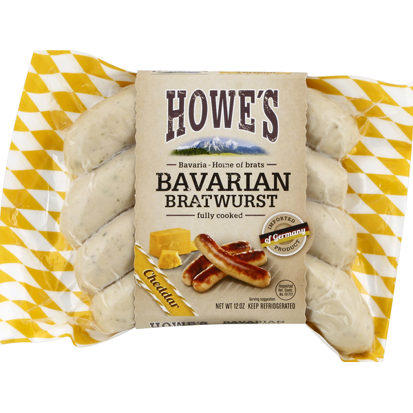 Hot Dogs, Bacon & Sausage Howes Bratwurst, Bavarian, Cheddar hero