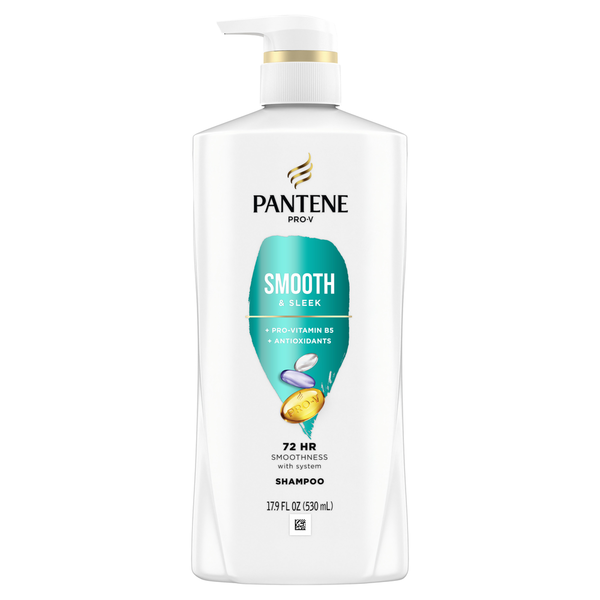 Beauty Pantene Shampoo, Smooth and Sleek for Dry Frizzy Hair, Color Safe, with pump hero