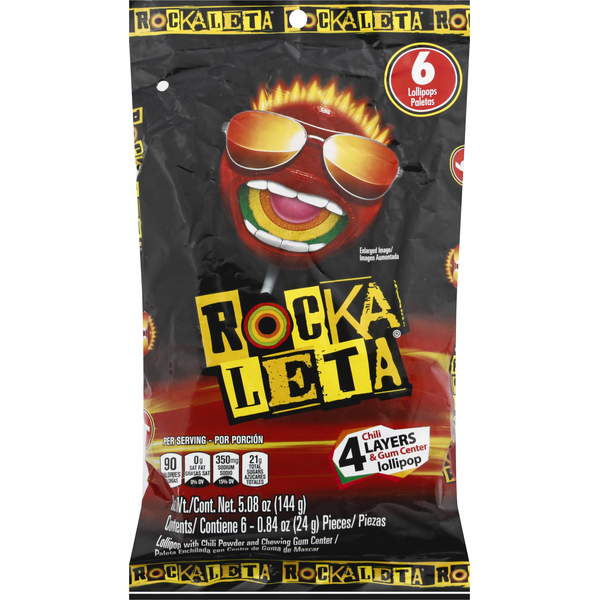 Candy & Chocolate Rockaleta Lollipop, 4 Layers, Chili & Gum Center hero