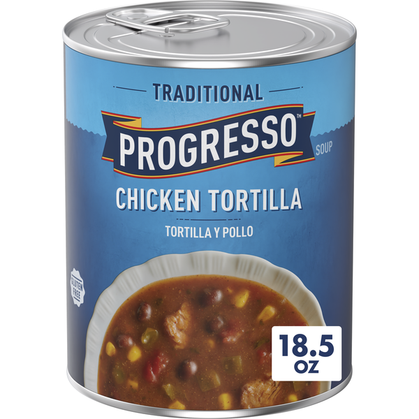 Soup, Broth & Bouillon Progresso Traditional, Chicken Tortilla Canned Soup, Gluten Free hero