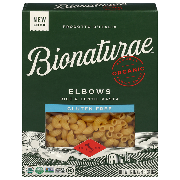 Dry Pasta Bionature Rice & Lentil Pasta, Gluten Free, Organic, Elbows hero