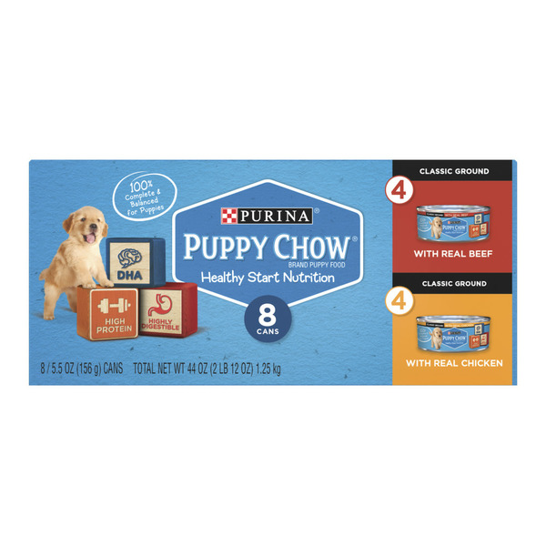 Dog Food Purina Puppy Chow Pate Wet Puppy Food , With Real Beef & With Real Chicken hero