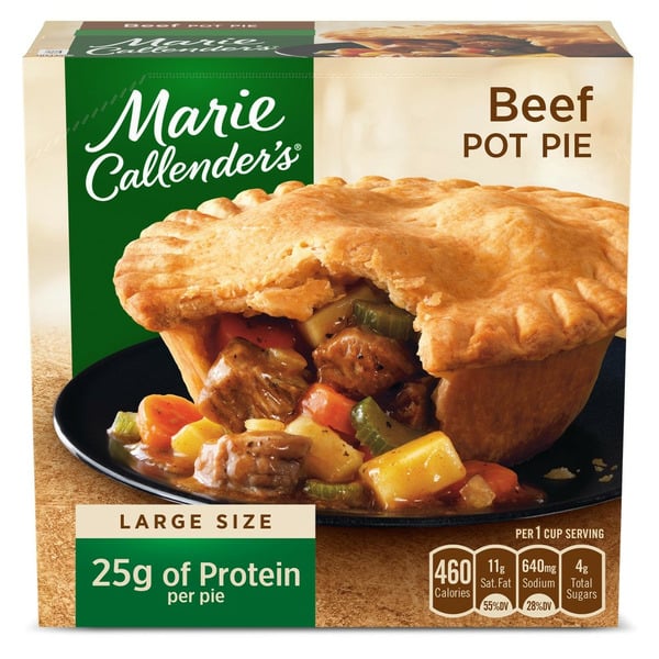 Cookies & Cakes Marie Callender's Beef Pot Pie, Frozen Meal hero