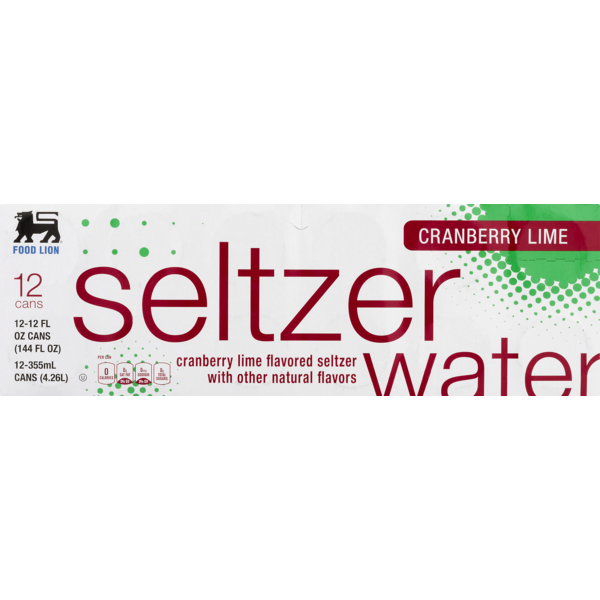 Soft Drinks Food Lion Seltzer Water, Cranberry Lime, Box hero