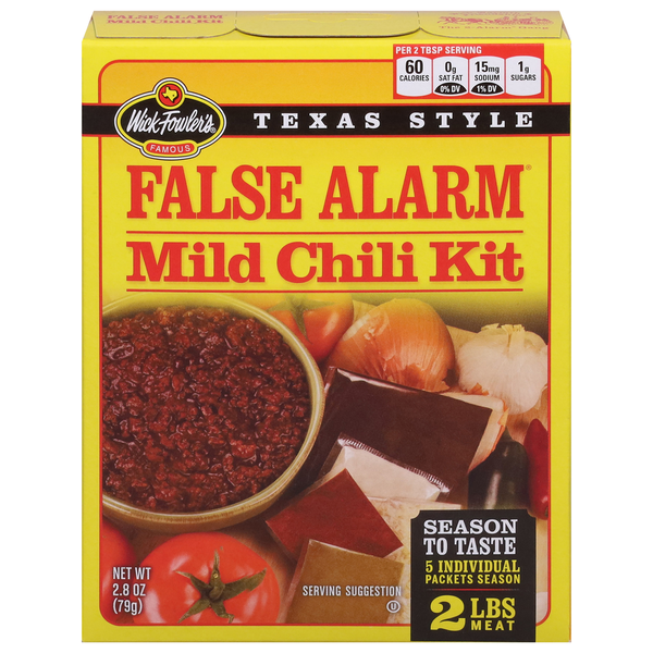 Spices & Seasonings Wick Fowler's Famous Texas False Alarm Mild Chili Kit hero