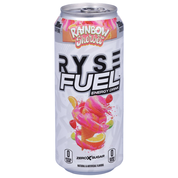 Ryse Fuel Energy Drink, Zero Sugar, Rainbow Sherbet hero