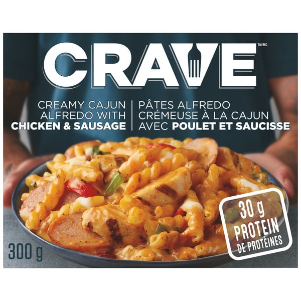 Hot Dogs, Bacon & Sausage Crave Creamy Cajun Alfredo with Chicken & Sausage Frozen Meal hero