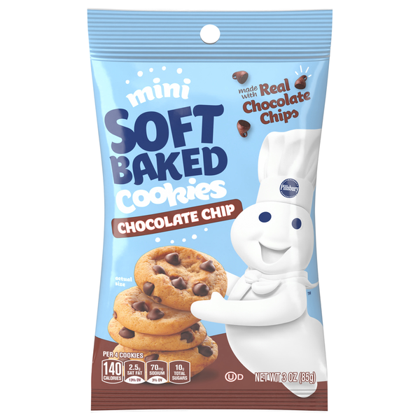 Cookies & Cakes Pillsbury Cookies, Chocolate Chip, Soft Baked, Mini hero