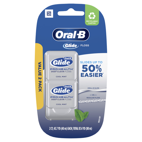 Oral Hygiene Oral-B Glide Pro-Health Deep Clean Dental Floss, Value 2 Pack (40m Each) hero