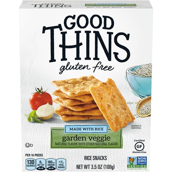 Crackers GOOD THINS Garden Veggie Rice Snacks Gluten Free Crackers hero