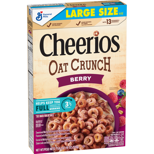 Cereal Cheerios Oat Crunch Berry Oat Breakfast Cereal Large Size Box hero