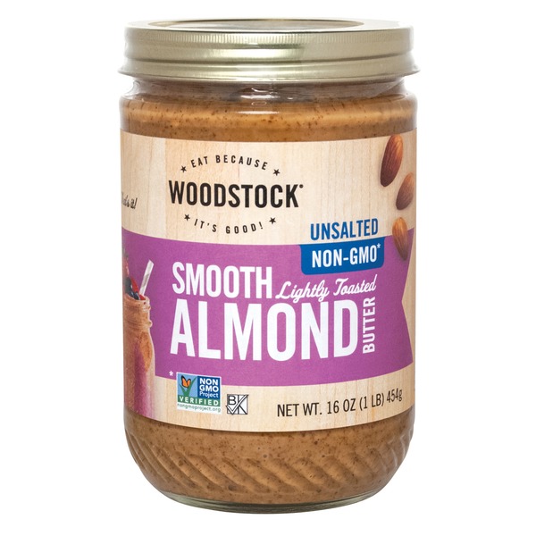 Nut Butters & Fruit Spreads WOODSTOCK Unsalted Non-GMO Smooth Lightly Toasted Almond Butter hero