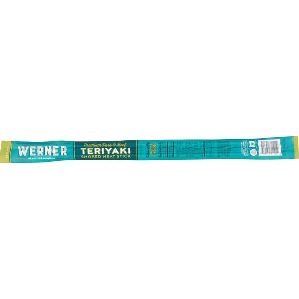 Popcorn & Jerky Werner Meat Stick, Smoked, Teriyaki hero