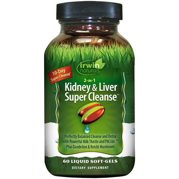 Detox Support Irwin Naturals Kidney & Liver Super Cleanse, 2-in-1, Liquid Soft-Gels hero