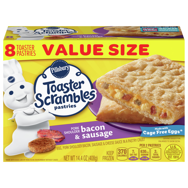 Breakfast Bars & Pastries Pillsbury Pastries, Pork Shoulder Bacon & Sausage, Value Size hero