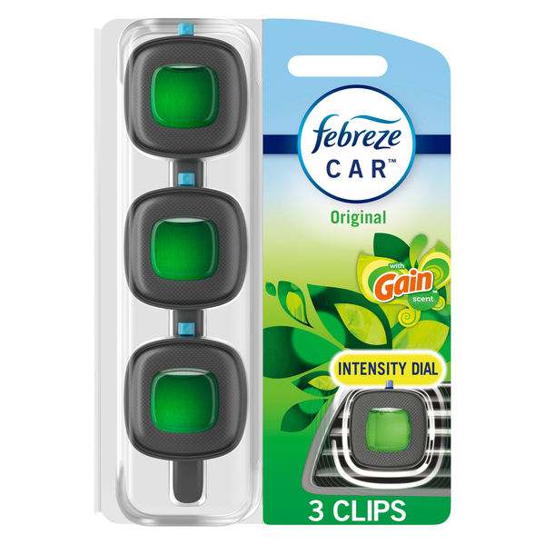 Air Fresheners & Candles Febreze Car Odor-Fighting Car Freshener Vent Clip Gain Original Scent, Pack of 3 hero